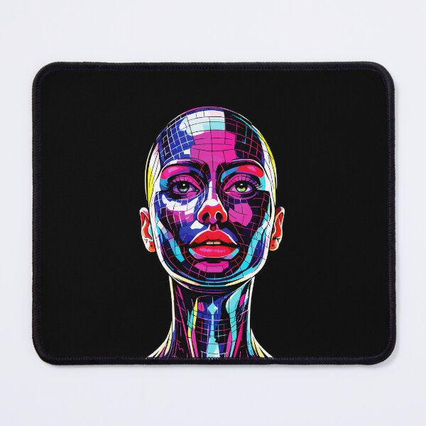 Item preview, Neon Mosaic Mirror Girl Portrait Art designed and sold by RamyGallery.