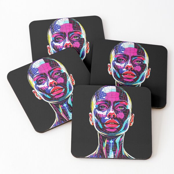 Item preview, Neon Mosaic Mirror Girl Portrait Art designed and sold by RamyGallery.