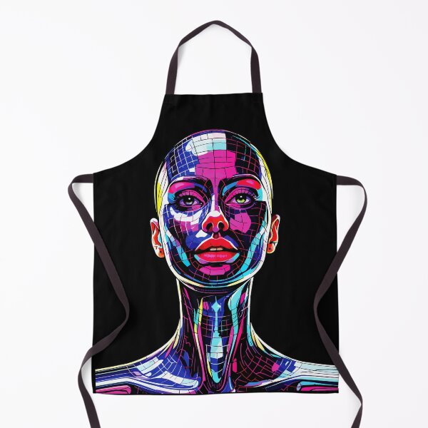 Item preview, Neon Mosaic Mirror Girl Portrait Art designed and sold by RamyGallery.