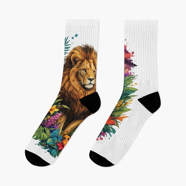Item preview, Majestic Lion and Lioness Floral Jungle Art Colorful Wildlife Nature Design designed and sold by GarnerSupplyCo.