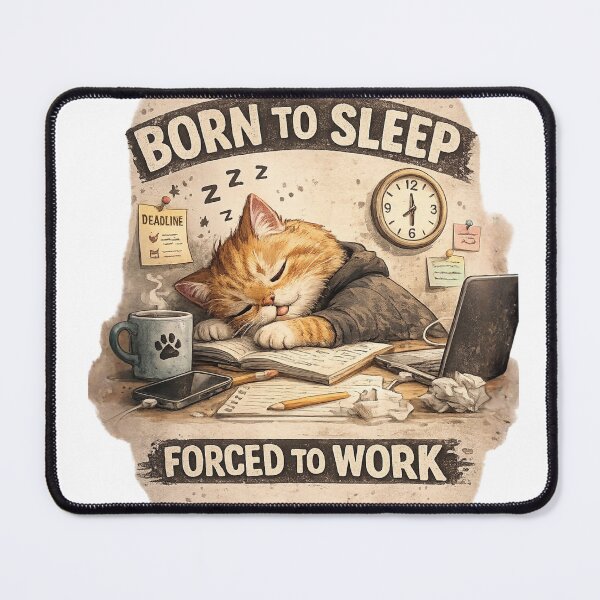 Item preview, Born to Sleep, Forced to Work Cat designed and sold by Cat loco.