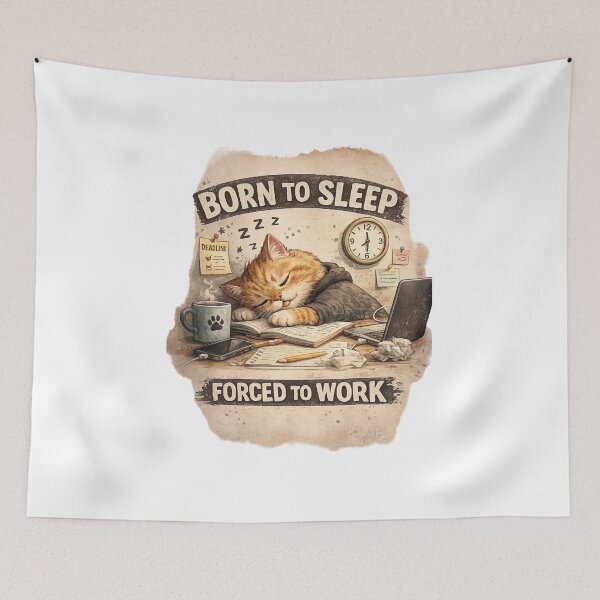 Item preview, Born to Sleep, Forced to Work Cat designed and sold by Cat loco.