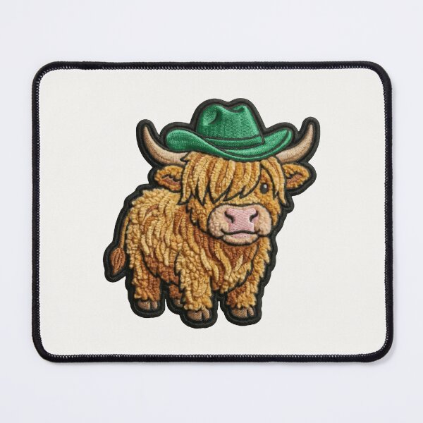 Item preview, Highland Cow St Patricks Day Chenille Faux Patch Cowboy Hat designed and sold by thelexiverse.