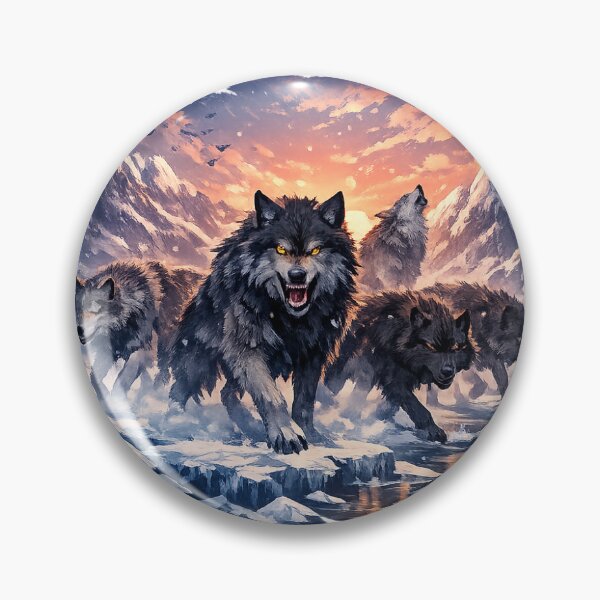 Item preview, Alpha Wolf Pack in Snow Mountain Landscape Powerful Wildlife Art Design designed and sold by GarnerSupplyCo.
