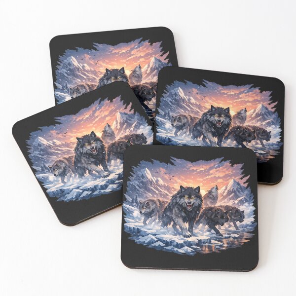 Item preview, Alpha Wolf Pack in Snow Mountain Landscape Powerful Wildlife Art Design designed and sold by GarnerSupplyCo.
