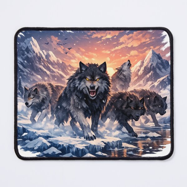 Item preview, Alpha Wolf Pack in Snow Mountain Landscape Powerful Wildlife Art Design designed and sold by GarnerSupplyCo.