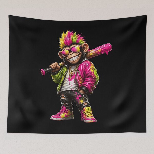 Item preview, Graffiti Monkey Baseball Street Art: Color Hip Hop Style Monkey, Animal Sport Cool Graphic designed and sold by NewaveBoutique.