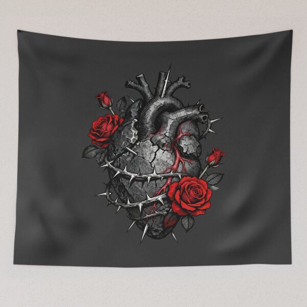Item preview, Gothic Anatomical Stone Heart Roses Thorns designed and sold by thelexiverse.