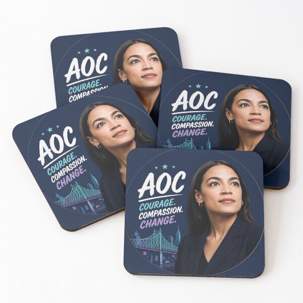 Item preview, AOC Courage Compassion Change Political Portrait designed and sold by Owcomm.
