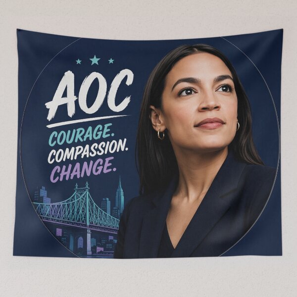 Item preview, AOC Courage Compassion Change Political Portrait designed and sold by Owcomm.