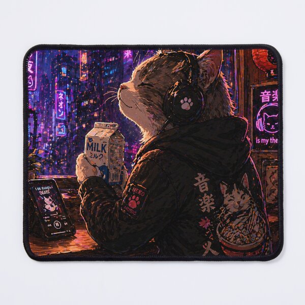 Item preview, Cat Listening To Music in Ramen Shop designed and sold by Geralthewhite.