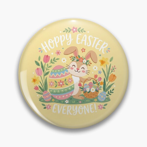 Item preview, Hoppy Easter Everyone! Cute Bunny and Floral Eggs Illustration designed and sold by Owcomm.