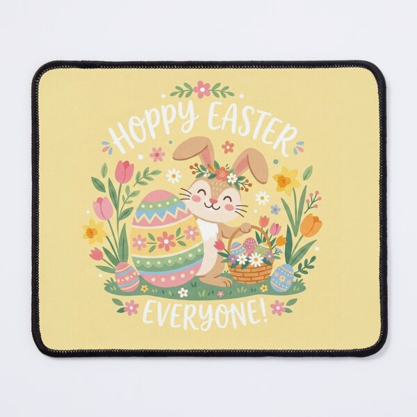 Item preview, Hoppy Easter Everyone! Cute Bunny and Floral Eggs Illustration designed and sold by Owcomm.