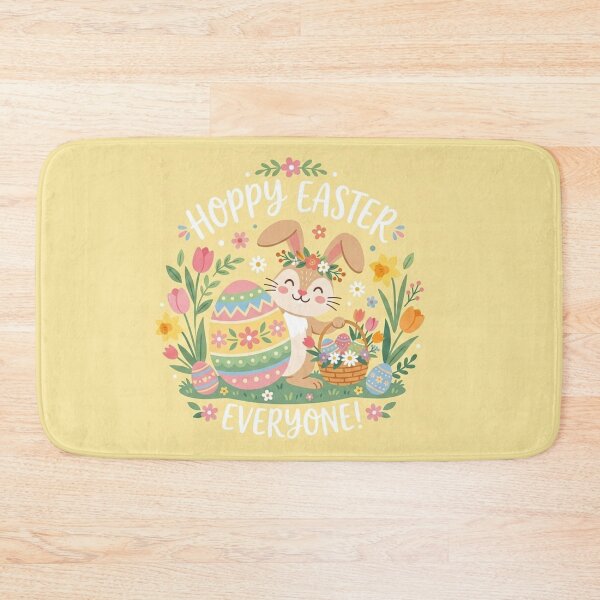 Item preview, Hoppy Easter Everyone! Cute Bunny and Floral Eggs Illustration designed and sold by Owcomm.