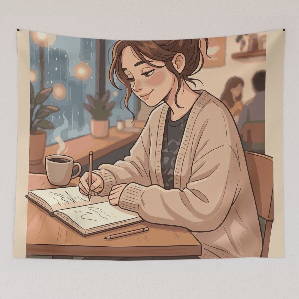 Item preview, Write Your Own Story Cozy Aesthetic Girl Journal Illustration designed and sold by AmazingEG.