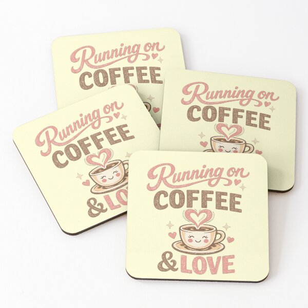 Item preview, Running On Coffee And Love Retro Kawaii Coffee Cup designed and sold by Lozarux.