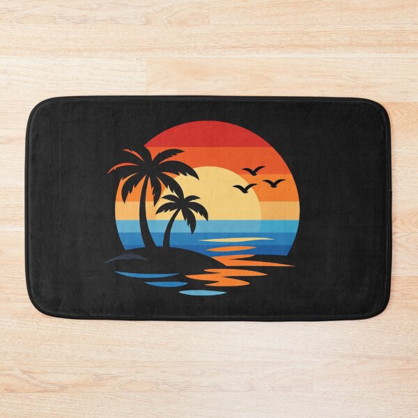 Item preview, Tropical Paradise Sunset Island with Palm Trees and Ocean Waves designed and sold by Owcomm.