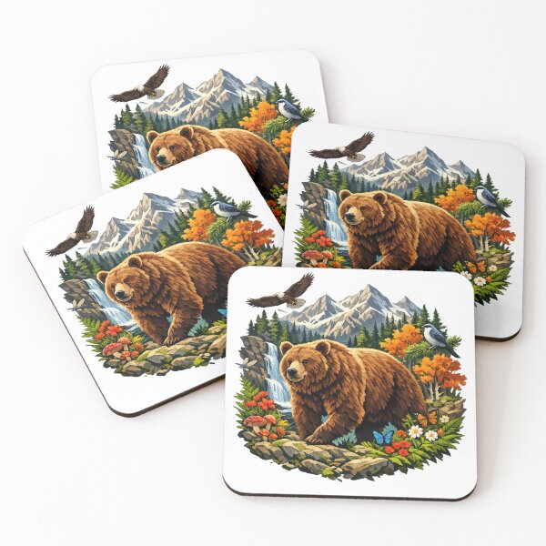 Item preview, Grizzly Bear Mountain Landscape Wildlife Nature Forest Waterfall Design designed and sold by GarnerSupplyCo.