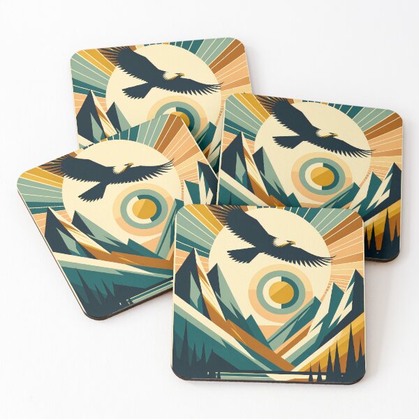 Item preview, Geometric Eagle Over Mountain Sunrise designed and sold by InkSmithery.