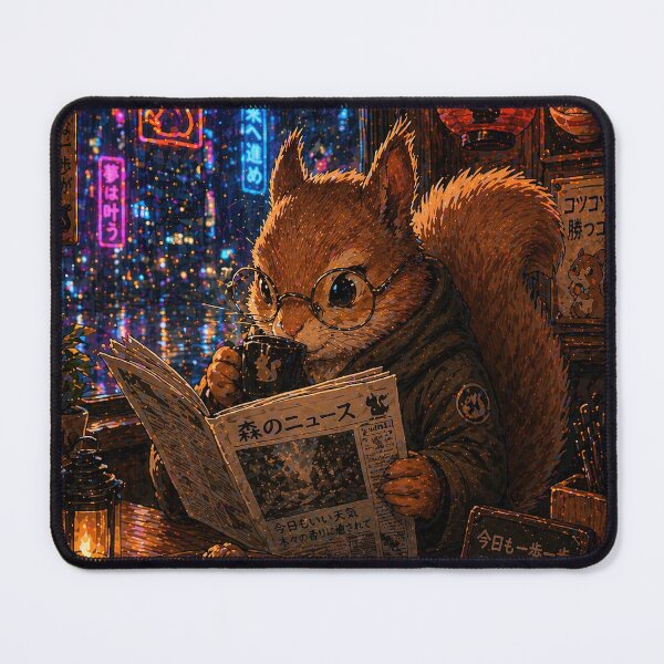 Item preview, Squirrel Reading Newspaper in Ramen Shop designed and sold by Geralthewhite.