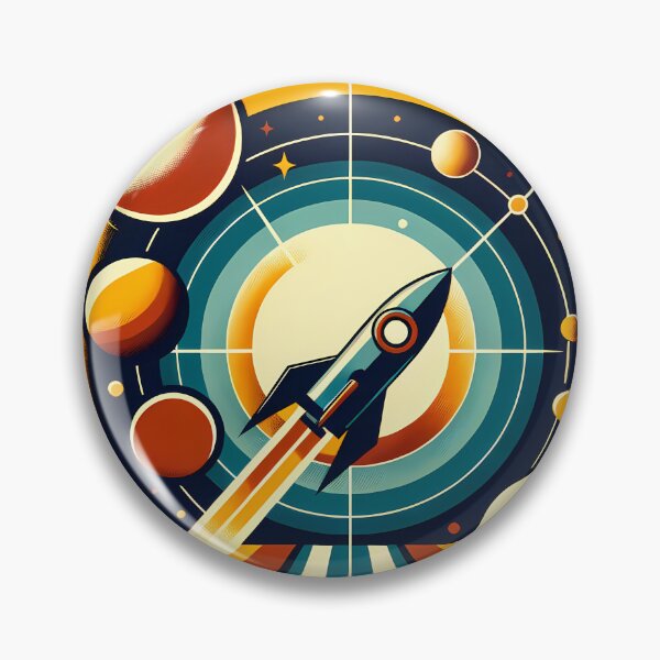 Item preview, Retro Rocket Launch with Planets and Starbursts designed and sold by InkSmithery.