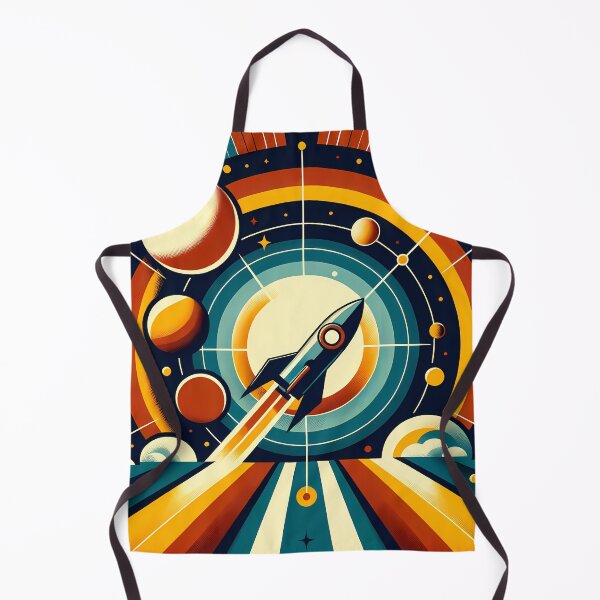 Item preview, Retro Rocket Launch with Planets and Starbursts designed and sold by InkSmithery.