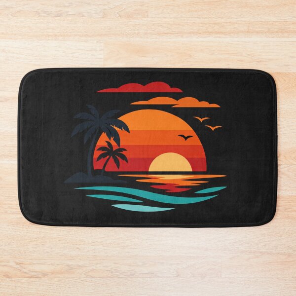 Item preview, Red Sun Tropical Sunset Vintage Paradise Silhouette Print designed and sold by Owcomm.