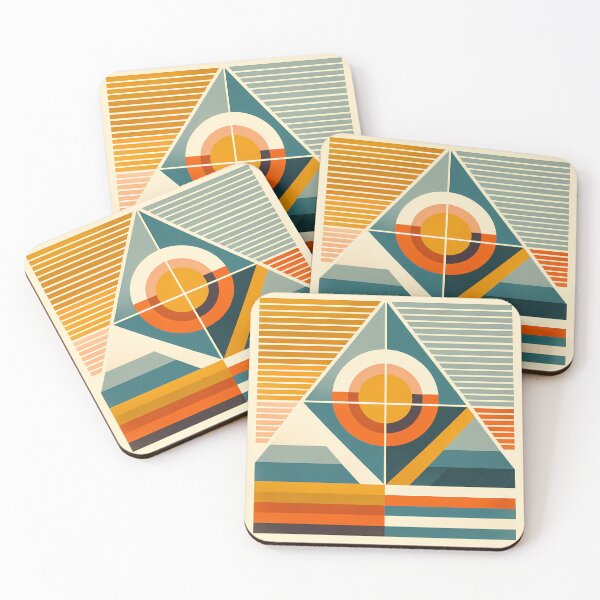 Item preview, Retro Geometric Sun and Triangle Composition designed and sold by InkSmithery.