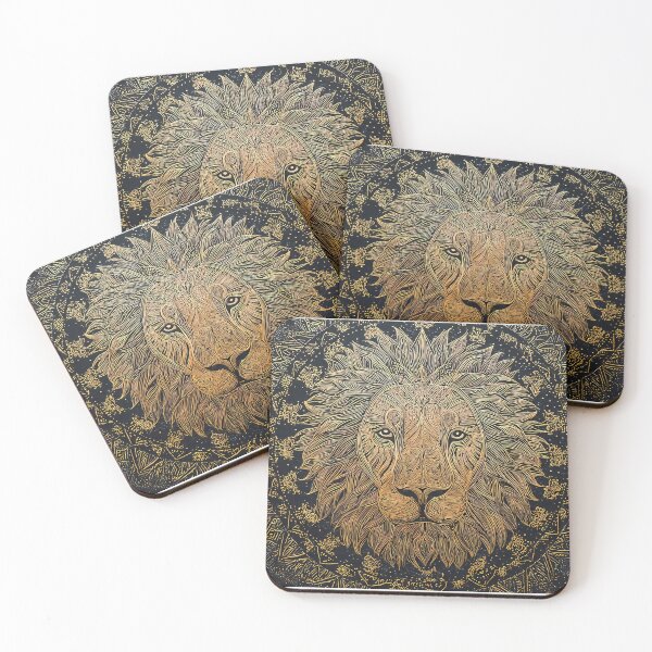 Item preview, Gold Regal Lion Portraits Mandala Designs Majestic Wildlife designed and sold by ART ATTACK ZONE.