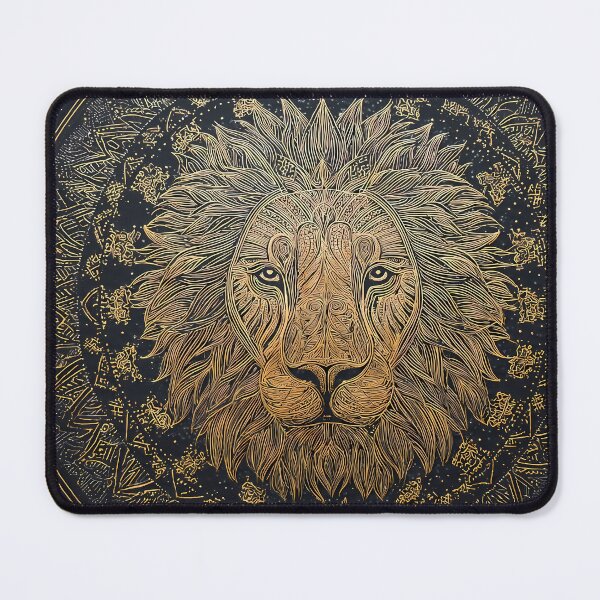Item preview, Gold Regal Lion Portraits Mandala Designs Majestic Wildlife designed and sold by ART ATTACK ZONE.