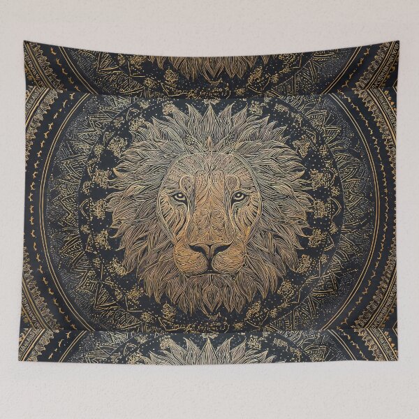 Item preview, Gold Regal Lion Portraits Mandala Designs Majestic Wildlife designed and sold by ART ATTACK ZONE.