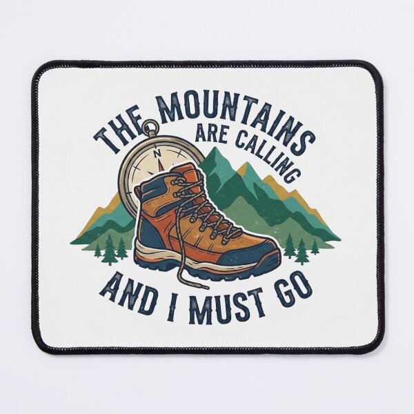 Item preview, The Mountains Are Calling and I Must Go Vintage Style Hiking Boots & Compass Graphic designed and sold by Owcomm.