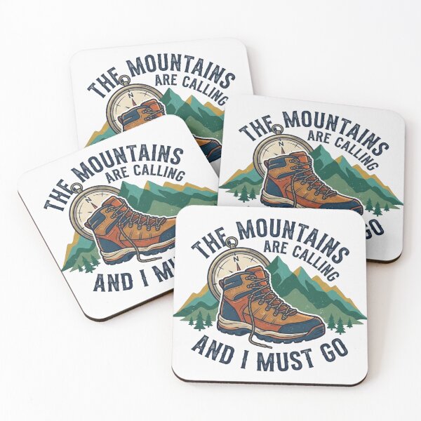 Item preview, The Mountains Are Calling and I Must Go Vintage Style Hiking Boots & Compass Graphic designed and sold by Owcomm.