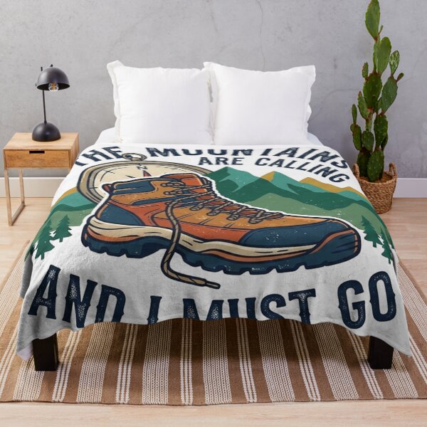 Item preview, The Mountains Are Calling and I Must Go Vintage Style Hiking Boots & Compass Graphic designed and sold by Owcomm.