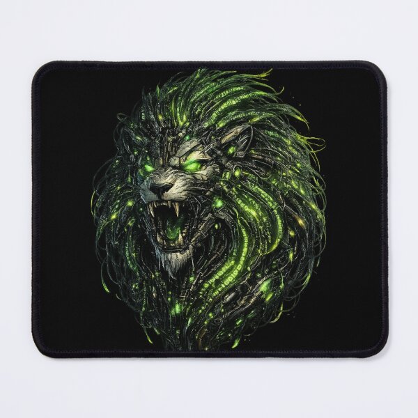 Item preview, Cyberpunk Mecha Lion Head - Futuristic Digital Art designed and sold by VipePrint.