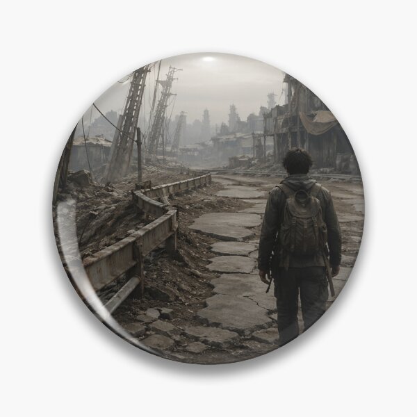 Item preview, Post-Apocalyptic Wasteland Wall Art | Lone Survivor in Ruined Sci-Fi Settlement | Dystopian Industrial Landscape Print designed and sold by Element Horizon Studio.