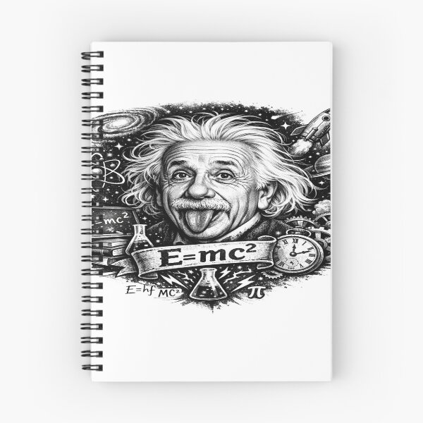 Item preview, Albert Einstein Portrait with "E=mc²" Theory of Relativity and Universe Icons designed and sold by Owcomm.