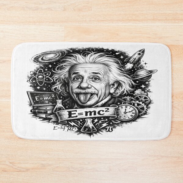 Item preview, Albert Einstein Portrait with "E=mc²" Theory of Relativity and Universe Icons designed and sold by Owcomm.