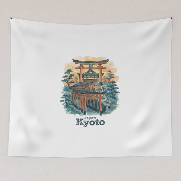 Item preview, Kyoto Fushimi Inari Shrine in Vintage Style designed and sold by Inkworksbyshery.