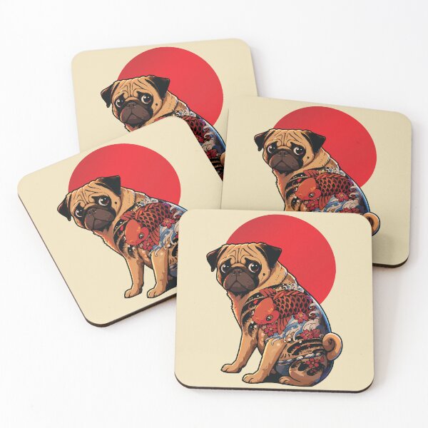 Item preview, Puguza Pug Koi Tattoo Japanese Gangster Art designed and sold by RamyGallery.