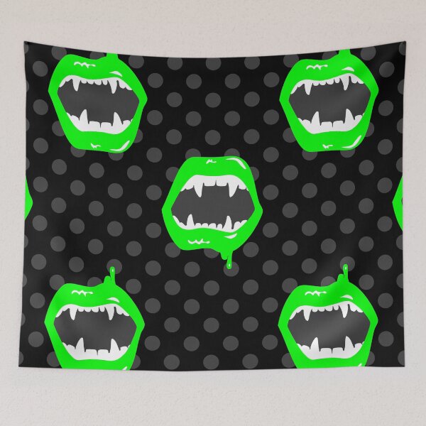 Item preview, vampire lips monster fanged creature green designed and sold by Gossip Rag.