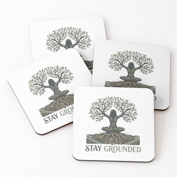 Item preview, Stay Grounded Meditation Woman Tree Roots Art designed and sold by Andreza NativeHue Oficial.