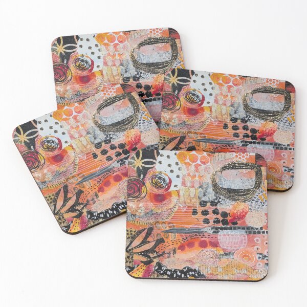 Item preview, Grungy collage in red, yellow orange black and white designed and sold by EmbellishEmy.