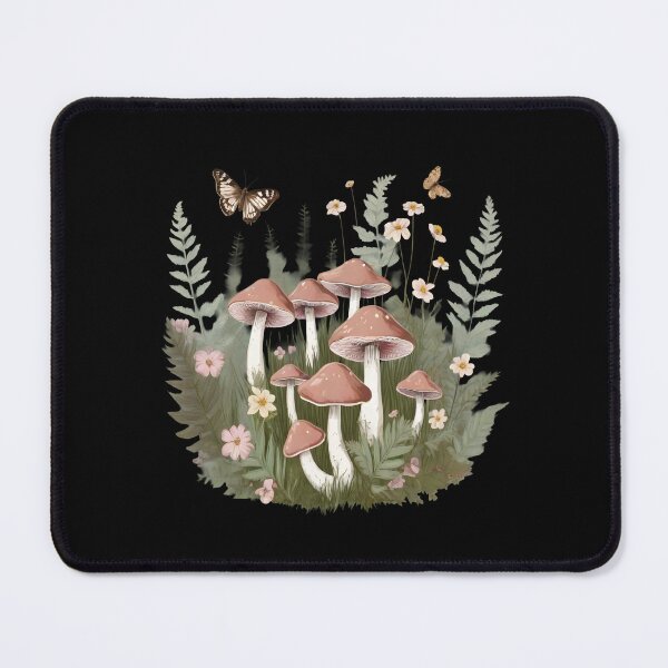 Item preview, Mushroom Cluster & Wildflowers — Cottagecore Earthy Art designed and sold by sooperstore.
