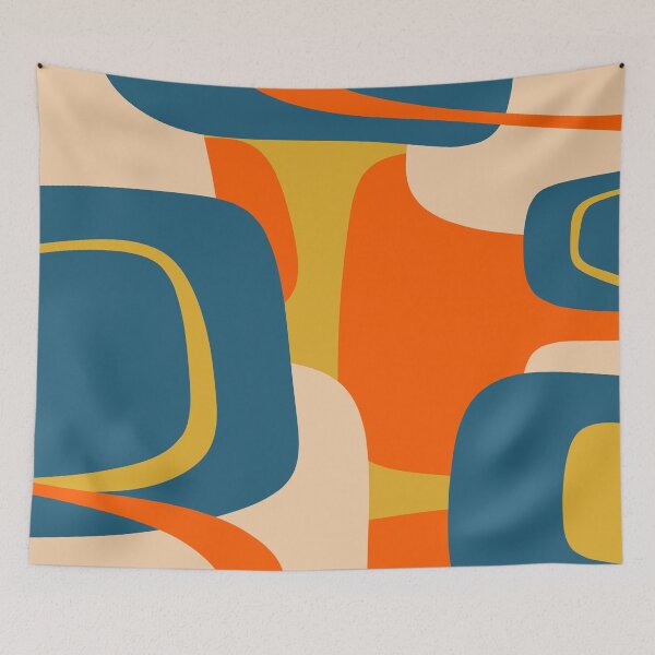 Item preview, Mid Century Modern Retro Abstract Pattern Orange Blue Mustard designed and sold by kierkegaard.