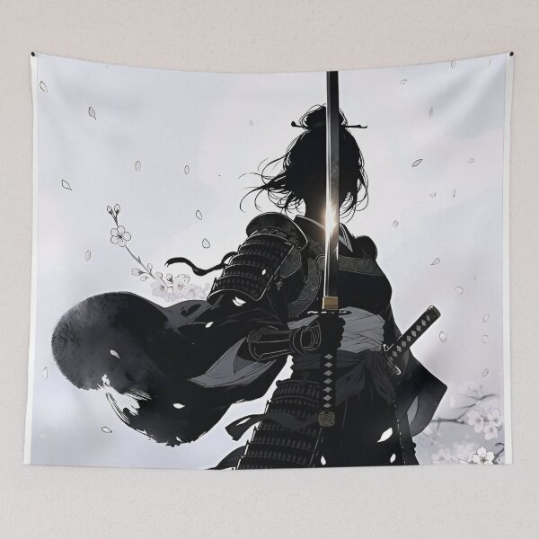 Item preview, Samurai Under Cherry Blossoms – Minimal Japanese Warrior Aesthetic Art designed and sold by Dyan4.