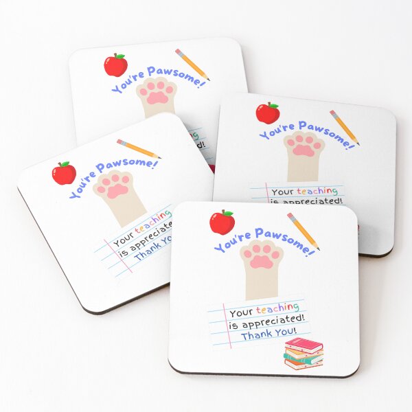 Item preview, Teacher Appreciation You're Pawsome White Cat Paw designed and sold by MYCatStuff.