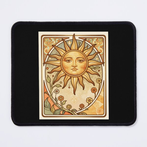 Item preview, Sun Face Art Nouveau Botanical — Gold Ink Celestial Art designed and sold by sooperstore.