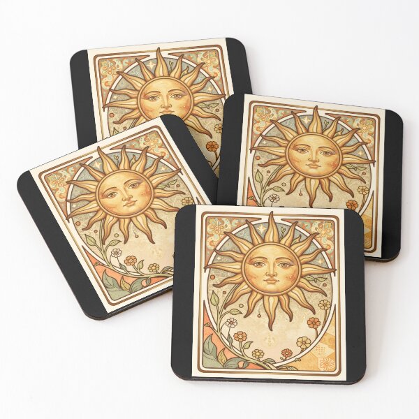 Item preview, Sun Face Art Nouveau Botanical — Gold Ink Celestial Art designed and sold by sooperstore.