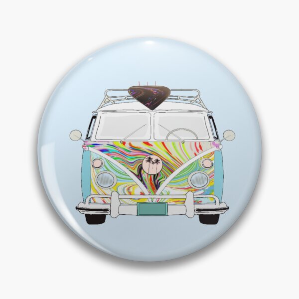 Item preview, Surfboard on top of van with groovy colours  designed and sold by Naked Drop.